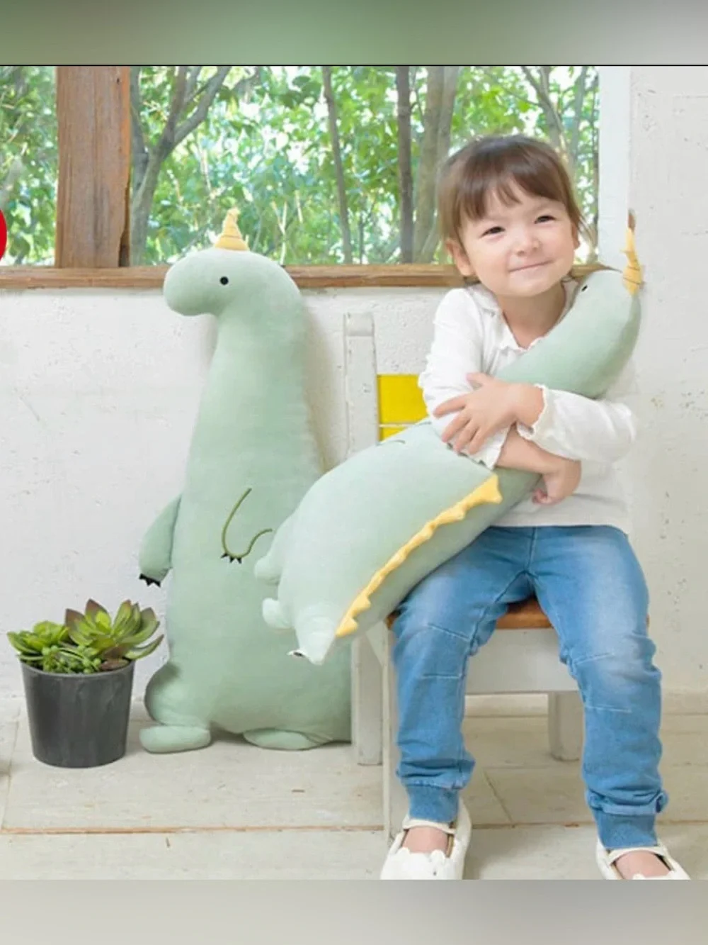NEW Livheart Body Pillow Roomies Party Scared Dinosaur M Size Total Length ~25”